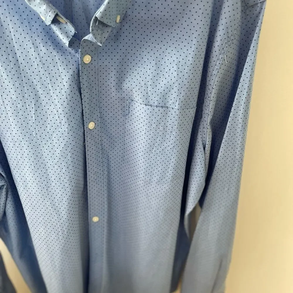 American Eagle Sz XXL Dress shirt Blue polkadot long sleeve button down collar - Picture 2 of 6